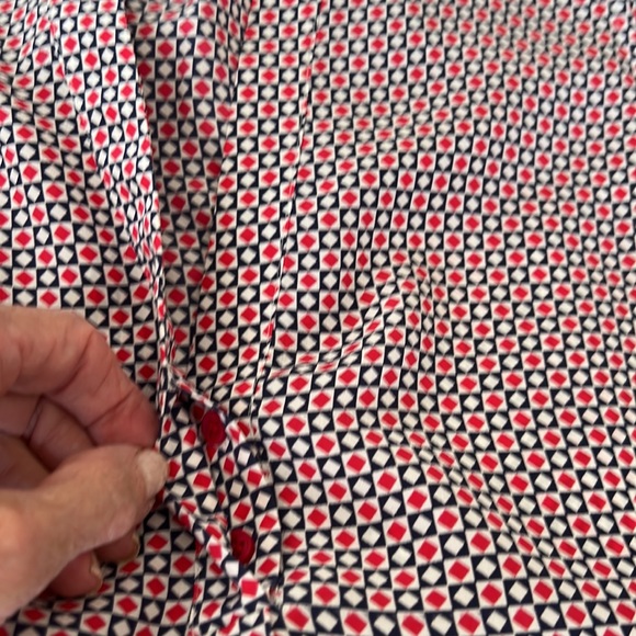 Joie silk print cutaway shoulder blouse. Delicate print in navy, white & red - Picture 8 of 8